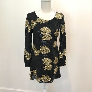 Dress the population. Black & Gold sequined Dress